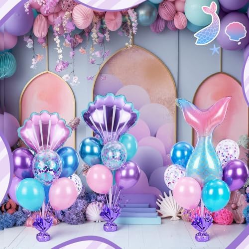 Mermaid Party Balloons Stand Kit 6 Sets, Light Colors in 40 inch in Light Colors, alternate view 4