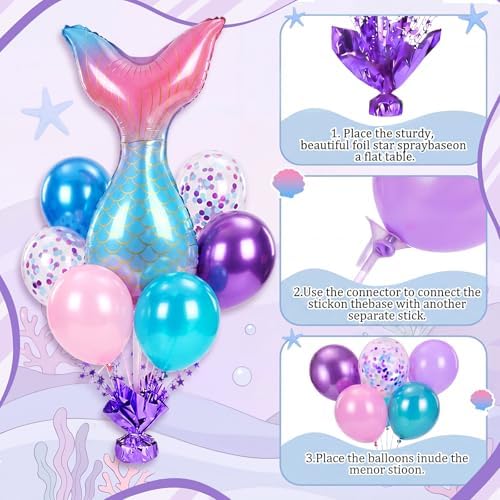 Mermaid Party Balloons Stand Kit 6 Sets, Light Colors in 40 inch in Light Colors, alternate view 5