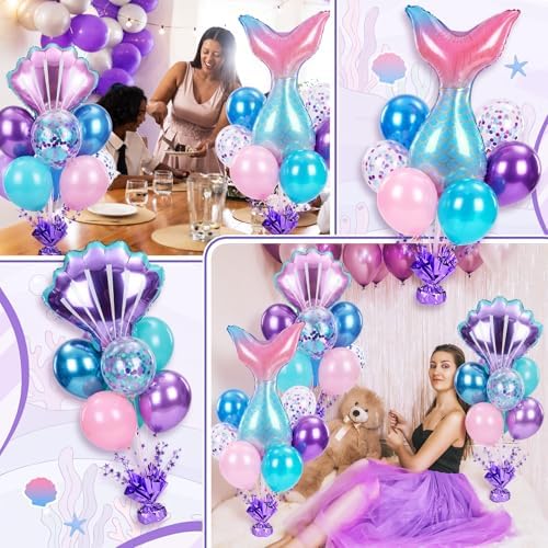 Mermaid Party Balloons Stand Kit 6 Sets, Light Colors in 40 inch in Light Colors, alternate view 6
