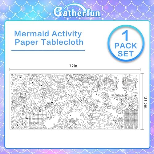 Mermaid Party Giant Coloring Poster - 31.5X 72 Inches - Versatile Classroom Wall Décor & Birthday Activity, alternate view 2
