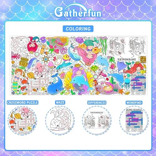 Mermaid Party Giant Coloring Poster - 31.5X 72 Inches - Versatile Classroom Wall Décor & Birthday Activity, alternate view 3