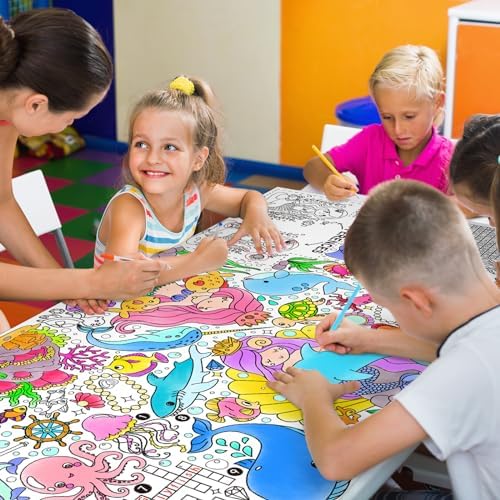 Mermaid Party Giant Coloring Poster - 31.5X 72 Inches - Versatile Classroom Wall Décor & Birthday Activity, alternate view 4