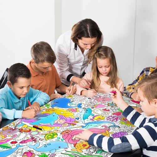 Mermaid Party Giant Coloring Poster - 31.5X 72 Inches - Versatile Classroom Wall Décor & Birthday Activity, alternate view 5