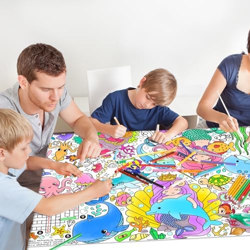 Mermaid Party Giant Coloring Poster - 31.5X 72 Inches - Versatile Classroom Wall Décor & Birthday Activity, alternate view 6