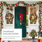 Merry and Bright Christmas Garland - Festive Greenery Garland with Ornaments, Gold Glitter Leaves &, alternate view 6