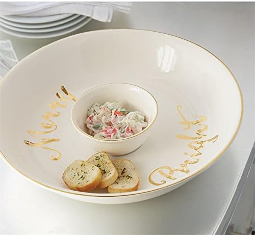 Merry & Bright Chip and Dip Bowl, Gold Accents in Large in Merry & Bright, alternate view 2