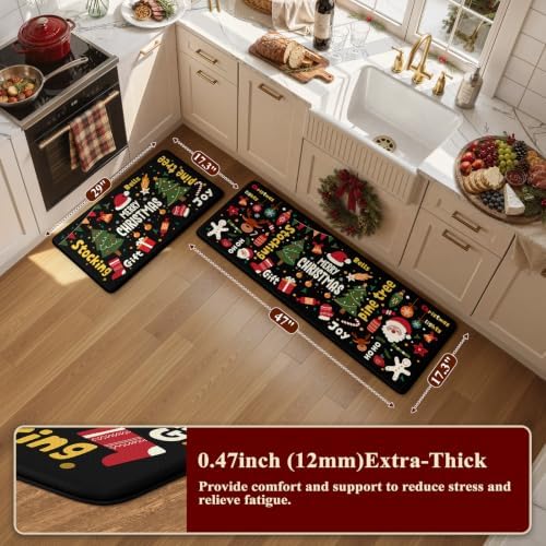Merry Christmas Anti Fatigue Kitchen Mats for Floor 17"x47"+17"x29", alternate view 2