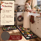 Merry Christmas Anti Fatigue Kitchen Mats for Floor 17"x47"+17"x29", alternate view 3