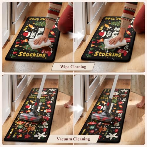 Merry Christmas Anti Fatigue Kitchen Mats for Floor 17"x47"+17"x29", alternate view 5