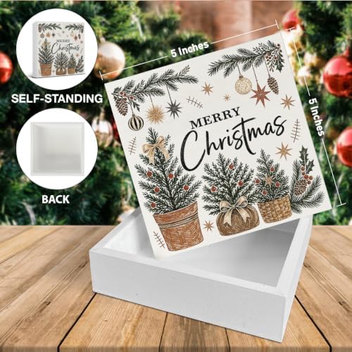 Merry Christmas Decorations, Christmas Tree Wooden Sign Decor, alternate view 2