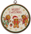 Merry Christmas Gingerbread Round Framed Wall Art 10"x10"