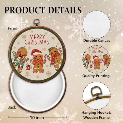 Merry Christmas Gingerbread Round Framed Wall Art 10"x10", alternate view 2