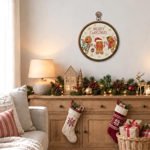 Merry Christmas Gingerbread Round Framed Wall Art 10"x10", alternate view 3
