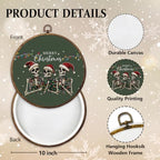 Merry Christmas Skeleton Round Framed Wall Art 10"x10", alternate view 2