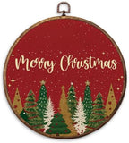 Merry Christmas Tree Round Framed Wall Art 10"x10"