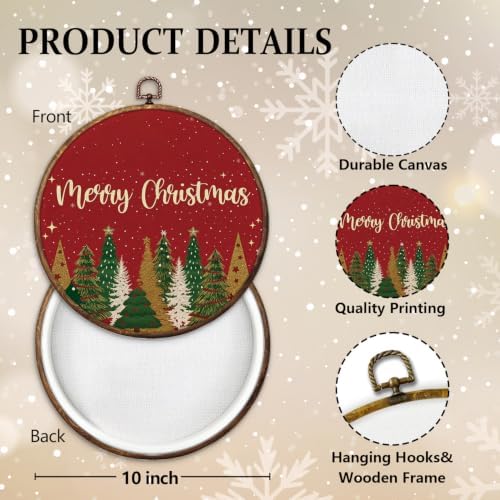 Merry Christmas Tree Round Framed Wall Art 10"x10", alternate view 2