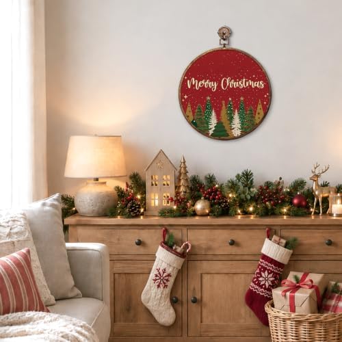 Merry Christmas Tree Round Framed Wall Art 10"x10", alternate view 3