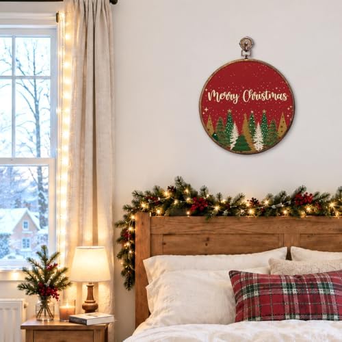 Merry Christmas Tree Round Framed Wall Art 10"x10", alternate view 4