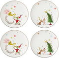 Merry Grinchmas Christmas Accent Plates, Appetizer Plate Set for 4 in 3.9 in Green