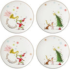 Merry Grinchmas Christmas Accent Plates, Appetizer Plate Set for 4 in 3.9 in Green