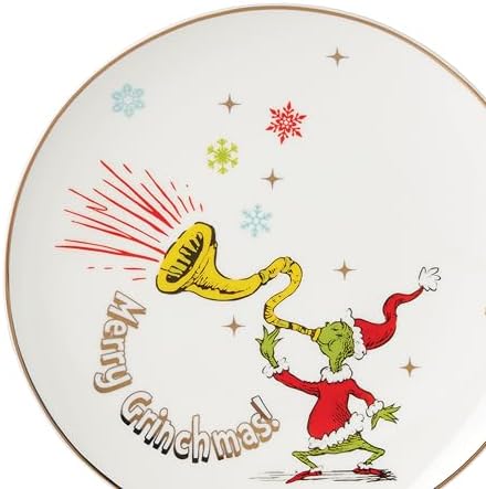 Merry Grinchmas Christmas Accent Plates, Appetizer Plate Set for 4 in 3.9 in Green, alternate view 3