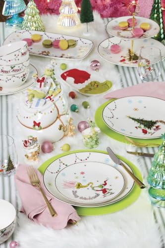 Merry Grinchmas Christmas Accent Plates, Appetizer Plate Set for 4 in 3.9 in Green, alternate view 6