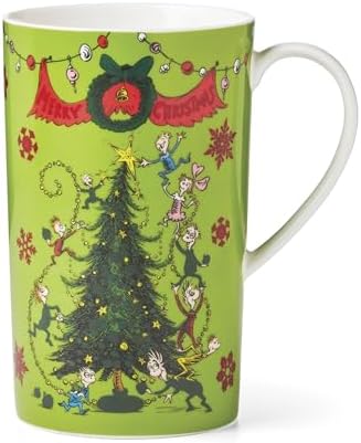 Merry Grinchmas Porcelain Christmas Color Changing Mug in 1 Count in Green