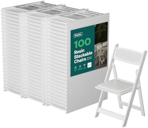 Mesh Back Folding Chairs, Padded Seat, 800 lb, 100 Pack