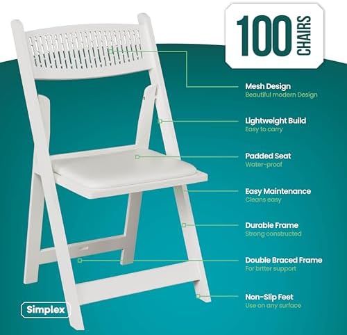Mesh Back Folding Chairs, Padded Seat, 800 lb, 100 Pack, alternate view 2