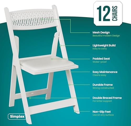 Mesh Back Folding Chairs, Padded Seat, 800 lb, 12 Pack, alternate view 2