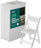 Mesh Back Folding Chairs, Padded Seat, 800 lb, 24 Pack