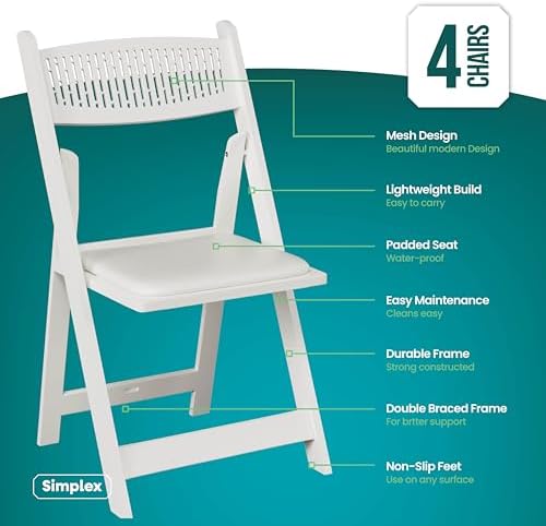 Mesh Back Folding Chairs, Padded Seat, 800 lb, 4 Pack, alternate view 2