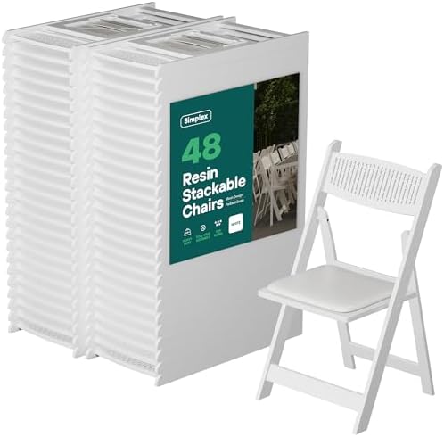 Mesh Back Folding Chairs, Padded Seat, 800 lb, 48 Pack