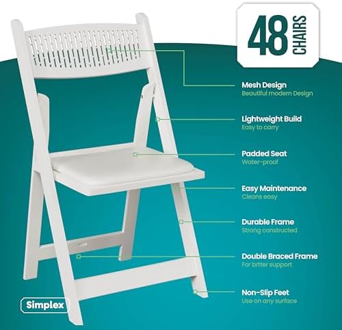 Mesh Back Folding Chairs, Padded Seat, 800 lb, 48 Pack, alternate view 2