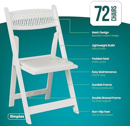 Mesh Back Folding Chairs, Padded Seat, 800 lb, 72 Pack, alternate view 2