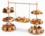 Metal 3 Tier Cupcake Stands Display, Removable Tray with Swing, Gold in Gold-1
