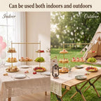 Metal 3 Tier Cupcake Stands Display, Removable Tray with Swing, Gold in Gold-1, alternate view 6