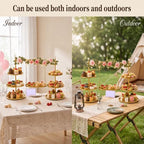 Metal 3 Tier Cupcake Stands, Removable Swing Tray & Decor Set, Gold in Gold-2, alternate view 6
