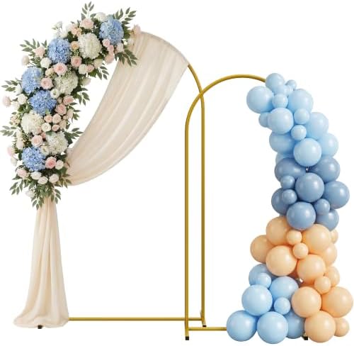 Metal Arch Backdrop Stand 2 Set (7.2FT/6FT), Gold Wedding Arch Frame