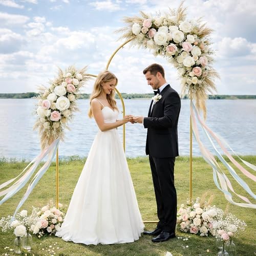 Metal Arch Backdrop Stand 2 Set (7.2FT/6FT), Gold Wedding Arch Frame, alternate view 3