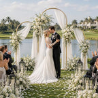 Metal Arch Backdrop Stand 3 Set (7.2FT+6.6FT+6FT), Gold Wedding Arch Frame, alternate view 3