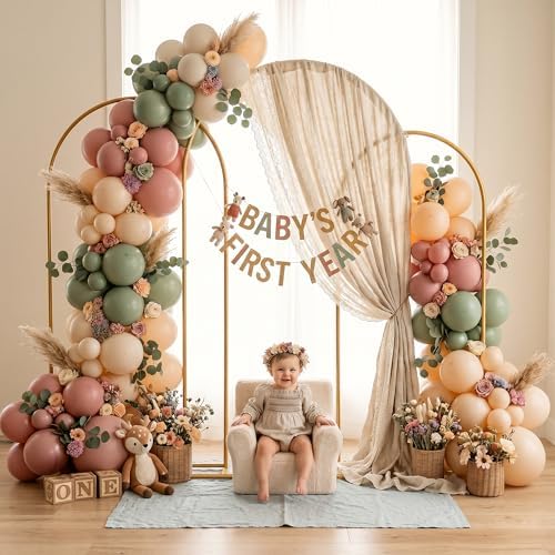 Metal Arch Backdrop Stand 3 Set (7.2FT+6.6FT+6FT), Gold Wedding Arch Frame, alternate view 5