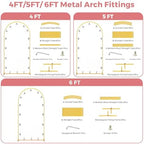 Metal Arch Backdrop Stand, 6FT+5FT+4FT Wedding Arch Frame, Gold Wedding Arch Backdrop Stand Set of 3, Balloon, alternate view