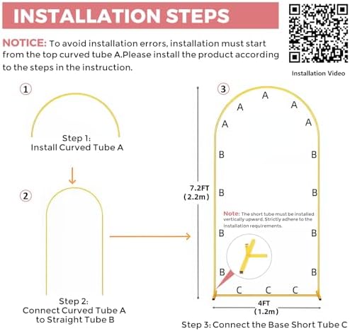 Metal Arch Backdrop Stand, 6FT+5FT+4FT Wedding Arch Frame, Gold Wedding Arch Backdrop Stand Set of 3, Balloon, alternate view