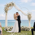 Metal Arch Backdrop Stand 7.2 FT, 6 FT Wedding Arch Stand, White in White, alternate view 6