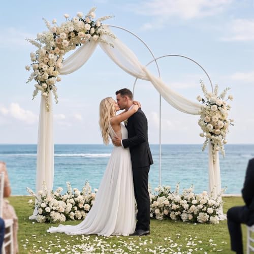 Metal Arch Backdrop Stand 7.2 FT, 6 FT Wedding Arch Stand, White in White, alternate view 6