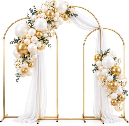 Metal Arch Backdrop Stand 7.2FT+6.6FT+6FT: Wedding Arch Frame for Ceremony Balloon Arch Stand for Birthday