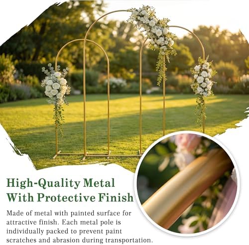 Metal Arch Backdrop Stand 7.2FT+6.6FT+6FT: Wedding Arch Frame for Ceremony Balloon Arch Stand for Birthday, alternate view 2