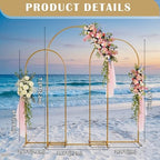 Metal Arch Backdrop Stand 7.2FT+6.6FT+6FT: Wedding Arch Frame for Ceremony Balloon Arch Stand for Birthday, alternate view 6