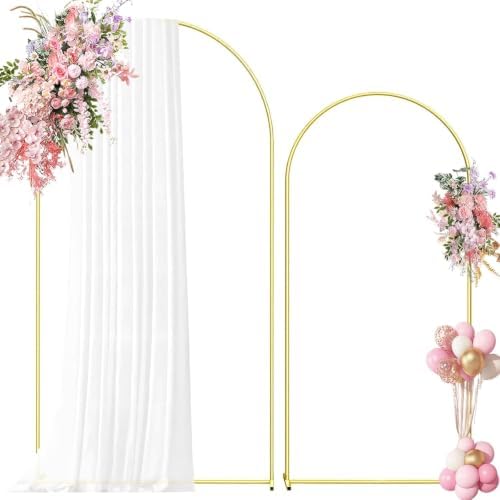 Metal Arch Backdrop Stand 7.2FT+6FT Wedding Arch Backdrop Stand Set of 2 Gold Backdrop Arch Stand Wedding Arch